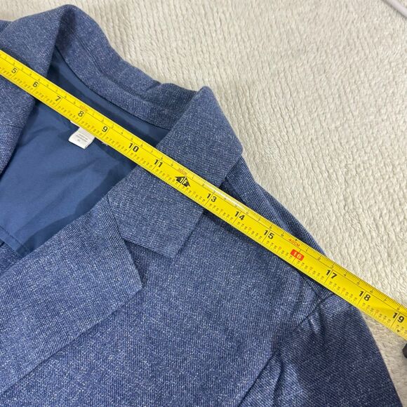 J Jill Blazer Womens XLarge Blue Slat Open Front Roll Tab Sleeve Jacket - Picture 9 of 10